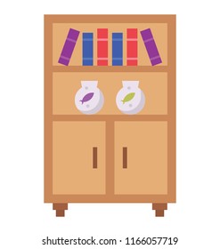 
A bookcase with books denoting icon concept for library 
