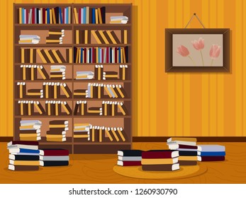 A bookcase with books. library. Vector illustration.