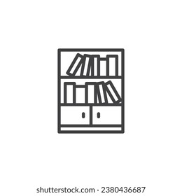 Bookcase with books line icon. linear style sign for mobile concept and web design. Bookshelf outline vector icon. Symbol, logo illustration. Vector graphics