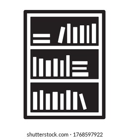 Bookcase or bookshelf with books in library flat vector icon for apps and websites