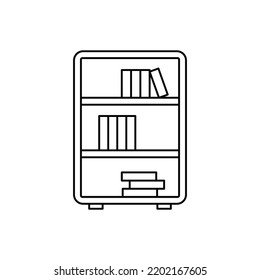 bookcase, bookshelf icon in line style icon, isolated on white background