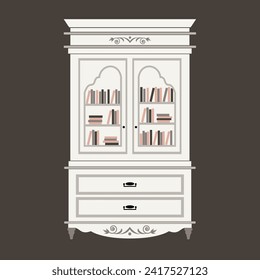 biblioteca biblioteca ilustración vectorial lindo barroco, chic o clásico estilo de interiores de lujo vintage