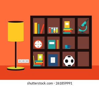 bookcase in bright room