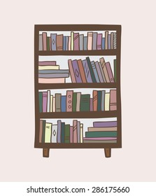 Bookcase. Cartoon illustration.