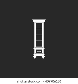 Bookcase classical furniture sign simple icon on  background