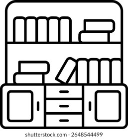 Bookcase Filled Style Icon Design