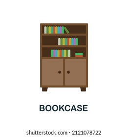 Bookcase flat icon. Colored element sign from books collection. Flat Bookcase icon sign for web design, infographics and more.