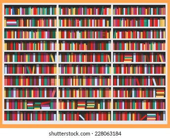 Bookcase full of books vector illustration cartoon.