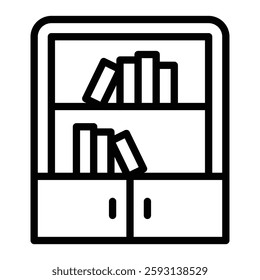 Bookcase Glyph Icon Design For Personal nad Commercial Use