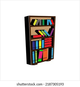 Bookcase Icon, Bookshelf Icon Vector Art Illustration