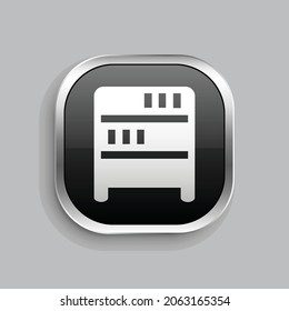 diseño de iconos de caja de cambios. Estilo botón brillante rectángulo redondeado aislado en fondo gris. Ilustración del vector