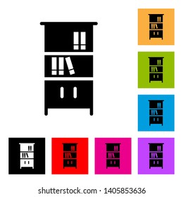 Bookcase Icon With Different Color Background