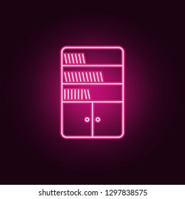 bookcase icon. Elements of Books and magazines in neon style icons. Simple icon for websites, web design, mobile app, info graphics
