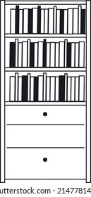 Bookcase icon. Home furniture with books on shelves