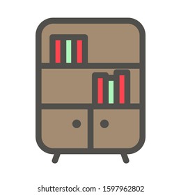 bookcase icon isolated sign symbol vector illustration. Shelves with books vector illustration