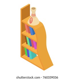 Bookcase icon. Isometric illustration of bookcase vector icon for web
