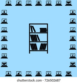 Bookcase icon, library vector illustration