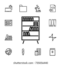 bookcase icon on white background. set of education icons