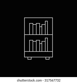 Bookcase icon outline on black