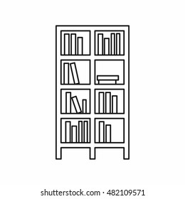 Bookcase icon in outline style on a white background vector illustration