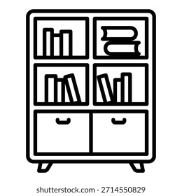 Icono de estantería para almacenar y mostrar libros en una Biblioteca