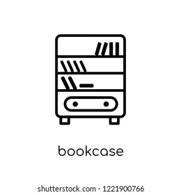 bookcase icon. Trendy modern flat linear vector bookcase icon on white background from thin line Furniture and household collection, outline vector illustration