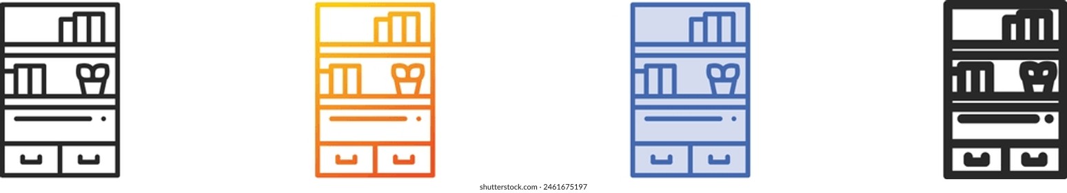 bookcase icon.Thin Linear, Gradient, Blue Stroke and bold Style Design Isolated On White Background