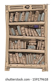 bookcase - interior - cartoon