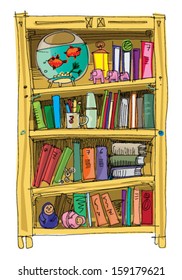 bookcase - interior - cartoon