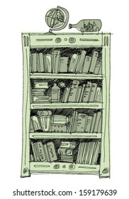 bookcase - interior - cartoon
