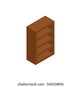 Bookcase isometric icon or logo. 3d vector illustration of bookcase. Isometric vector furniture. Element of home interior for web design, mobile app, infographic. Vector isometric icon of bookcase
