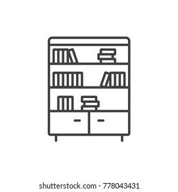 Bookcase, library line icon.
