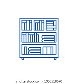 Bookcase line icon concept. Bookcase flat  vector symbol, sign, outline illustration.