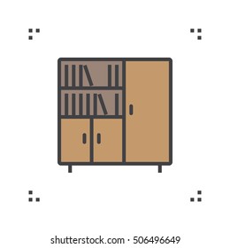 Bookcase line icon, filled outline vector sign, linear colorful pictogram isolated on white. logo illustration