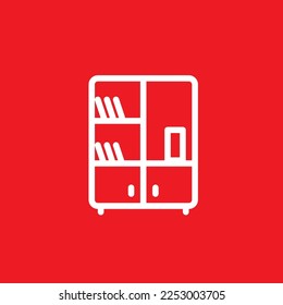 Bookcase line icon. Graphic resource template, vector illustration.