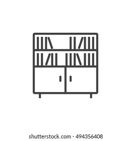 Bookcase line icon, outline vector sign, linear pictogram isolated on white. logo illustration