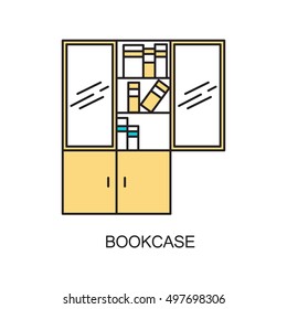 Bookcase line icon. Single high quality outline interior or technological pictogram for composition of children's room. Vector line element for design website, mobile app, logo, etc.