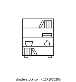 Bookcase line icon vector. Black on white isolated symbol. Logo template. Outline concept for websites.