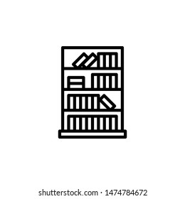 bookcase Line Vector. Outline Icon Style Illustration