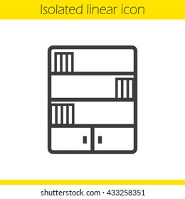 Bookcase linear icon. Thin line illustration. Bookshelf contour symbol. Vector isolated outline drawing