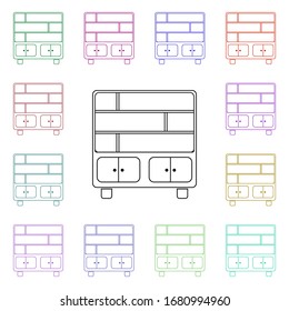 Icono de estilo multicolor de librería. Línea delgada simple, contorno vectorial de iconos de muebles para ui y ux, sitio web o aplicación móvil