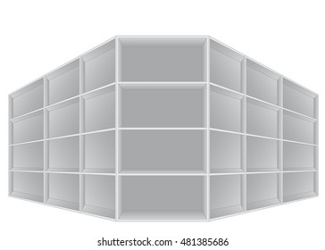 Bookcase multisection. Blank Bookshelves.