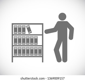 bookcase and person concept icon