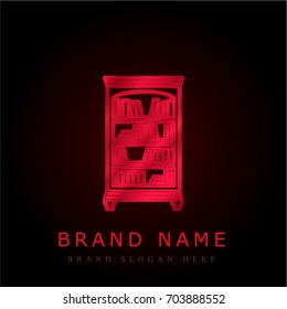 Bookcase red chromium metallic logo