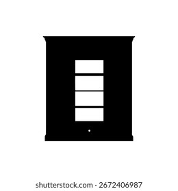 Diseño plano de Vector de icono de silueta de estantería.