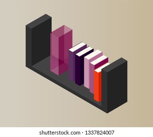 Bookcase vector isometric concept vector illustration-vektorgrafik. Office cupboard furniture.
