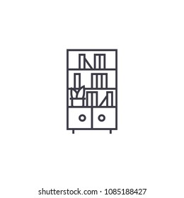 bookcase vector line icon, sign, illustration on background, editable strokes