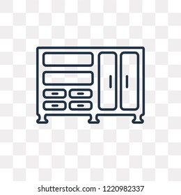 Bookcase vector outline icon isolated on transparent background, high quality linear Bookcase transparency concept can be used web and mobile