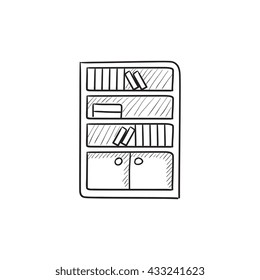 Bookcase vector sketch icon isolated on background. Hand drawn Bookcase icon. Bookcase sketch icon for infographic, website or app.