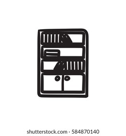 Bookcase vector sketch icon isolated on background. Hand drawn Bookcase icon. Bookcase sketch icon for infographic, website or app.